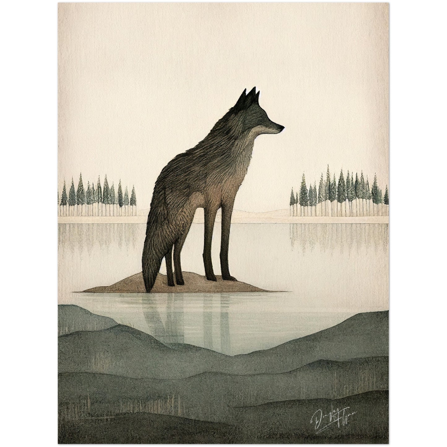 »Wolf Listen and Mull Things Over« retro poster