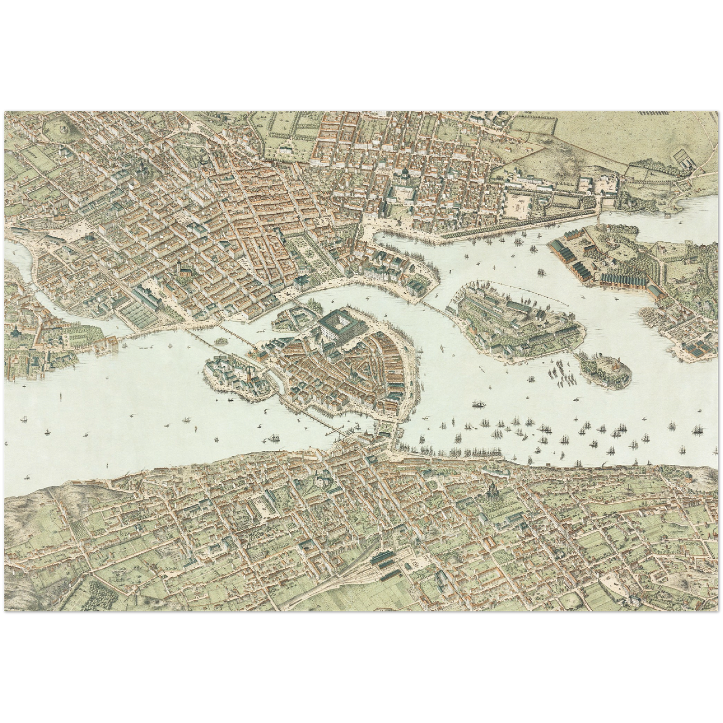 Stockholmspanorama 1870-tal, historisk stockholmskarta
