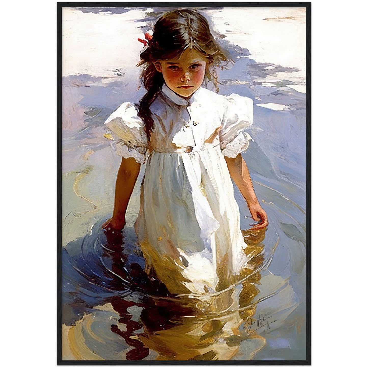 »Lily wading« retro poster