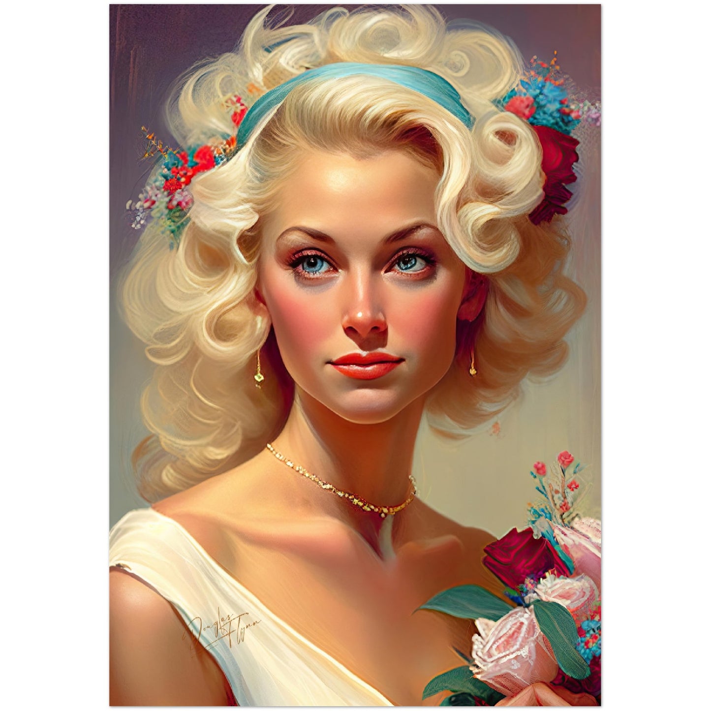 »White Lace Bridal Beauty« retro poster