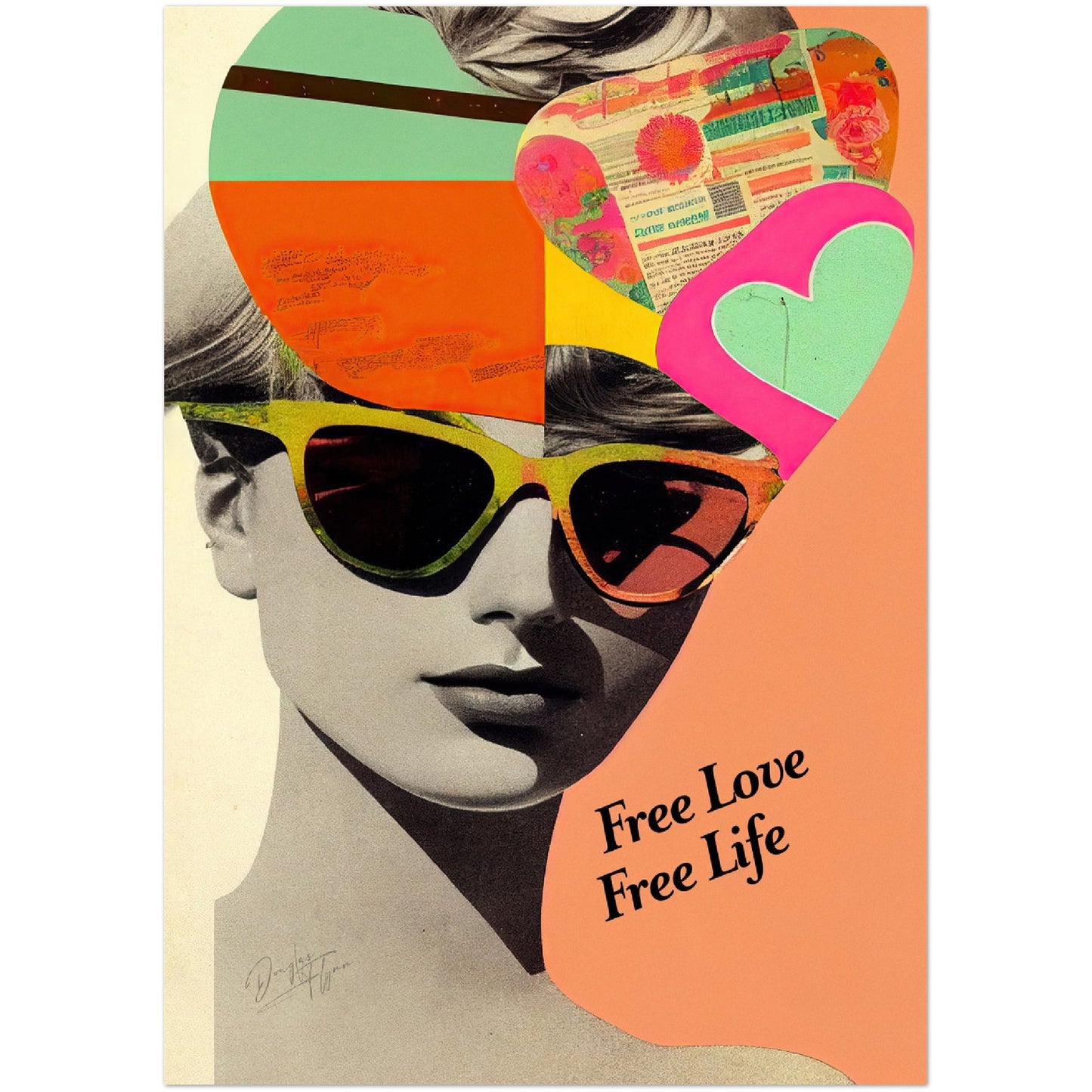»Free Love, Free Life«retro poster