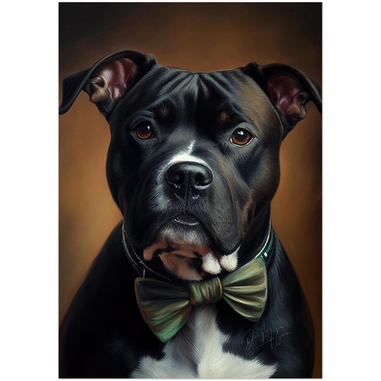 »Staffordshire Bull Terrier med rosett«