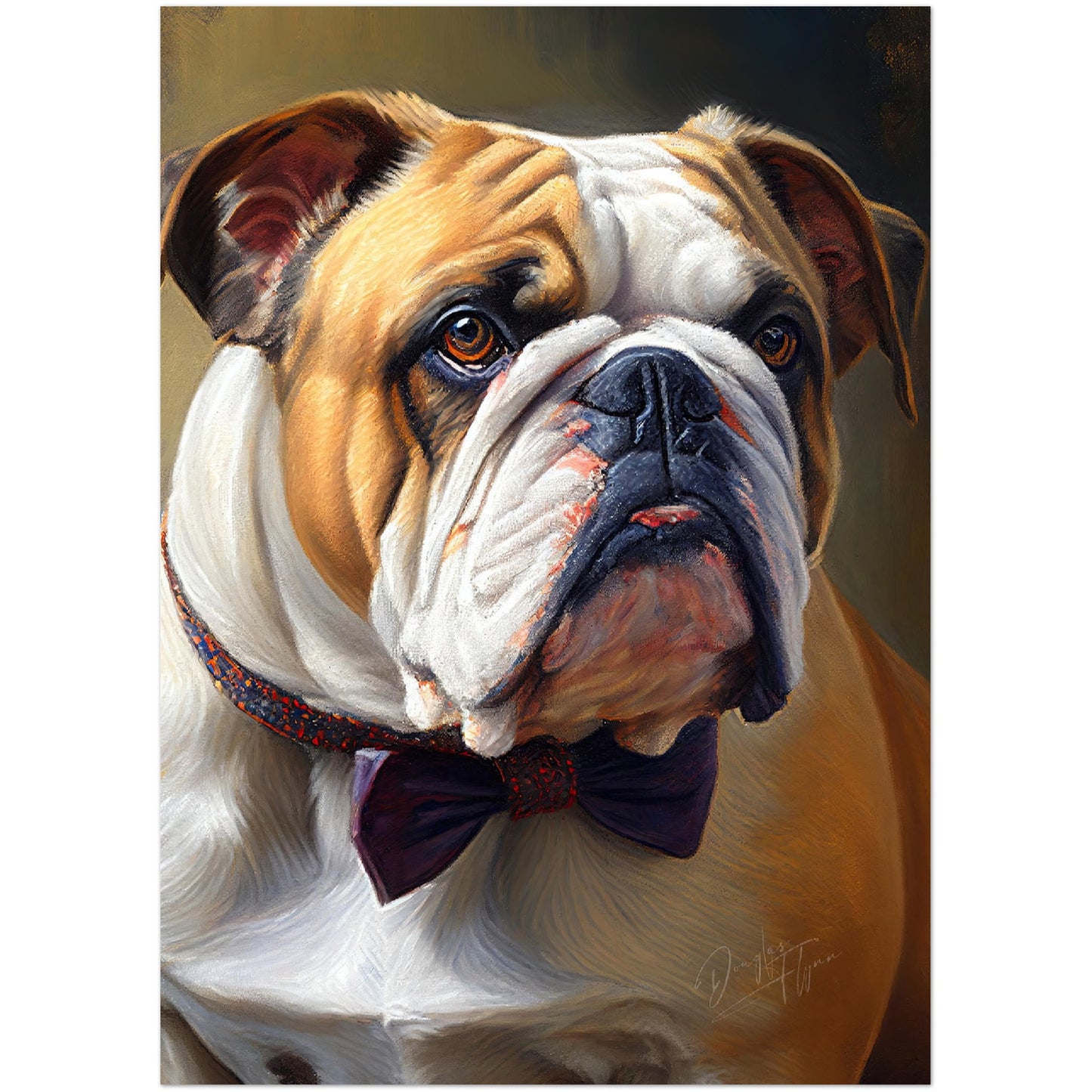»English Bulldog med rosett«