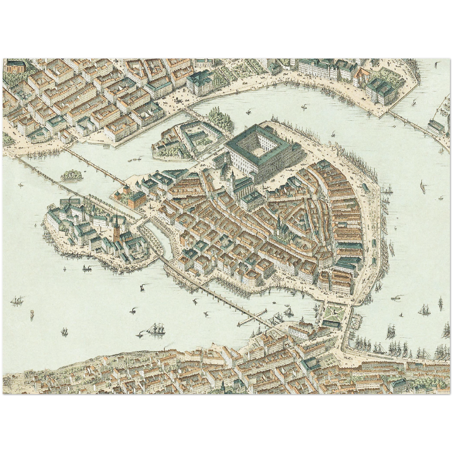 Stockholmspanorama 1870-tal, historisk stockholmskarta