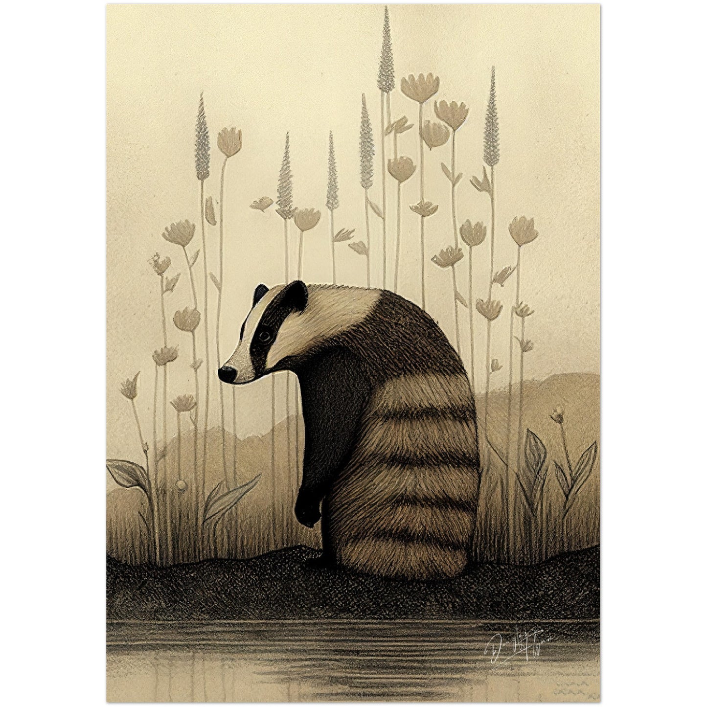 »Badger Nuzzle And Brood« retro poster