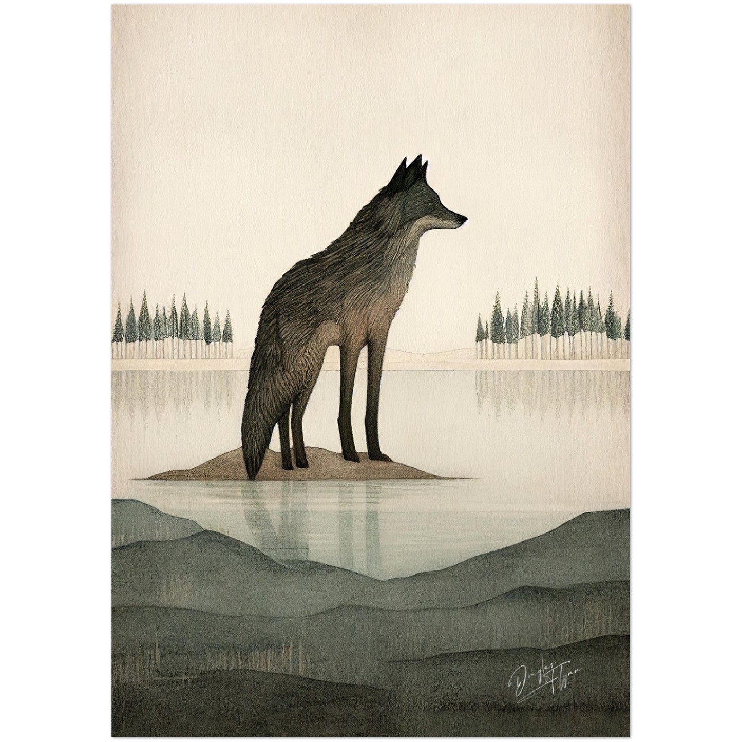 »Wolf Listen and Mull Things Over« retro poster
