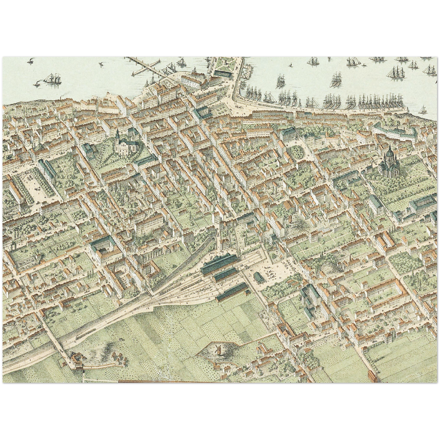Stockholmspanorama 1870-tal, historisk stockholmskarta