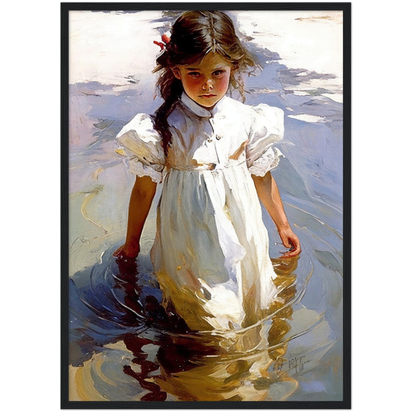 »Lily wading« retro poster