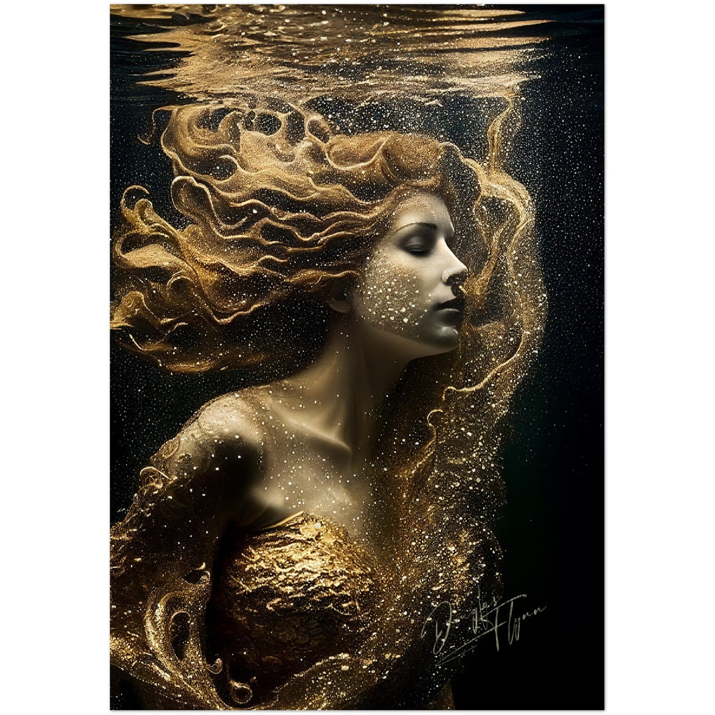 »Golden Seashell Elegance« retro poster