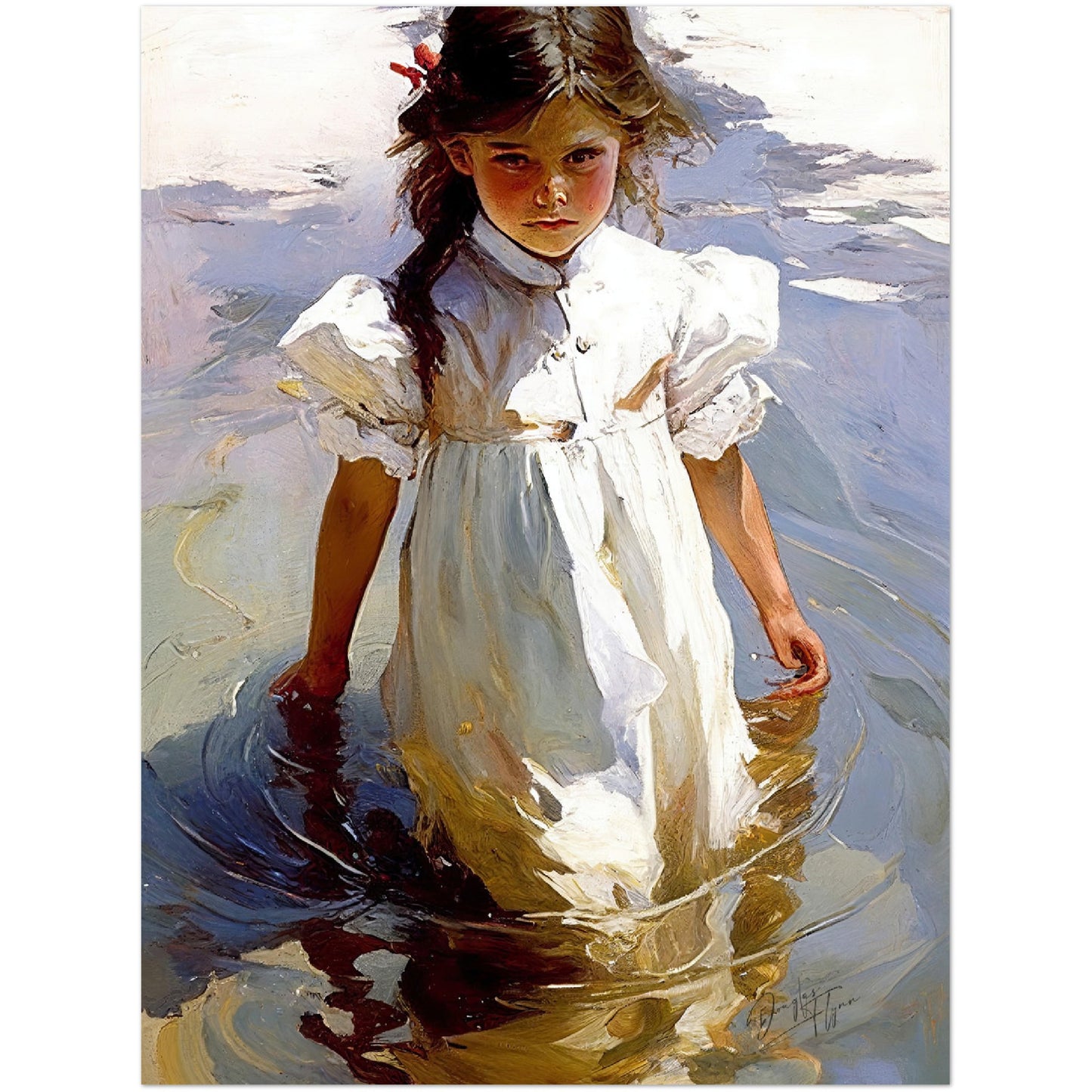 »Lily wading« retro poster