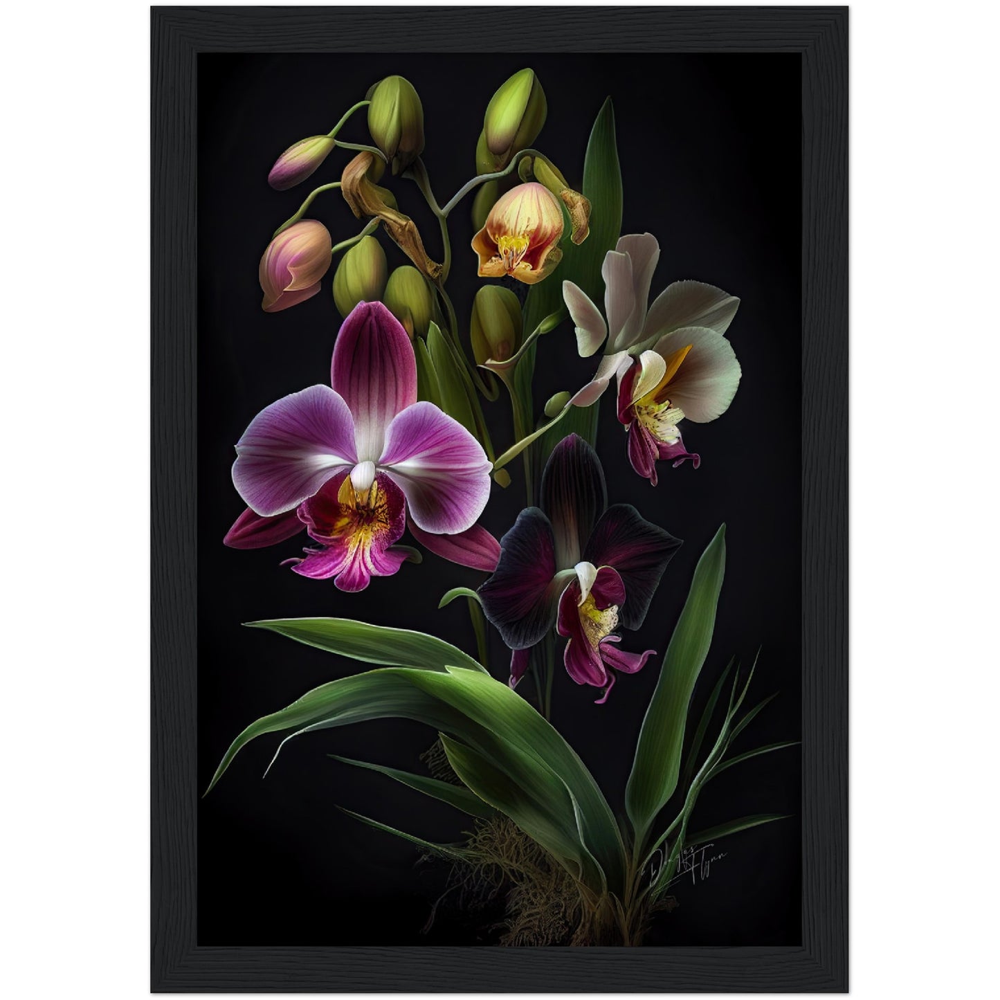 »Flowers in the Moonlight« retro poster