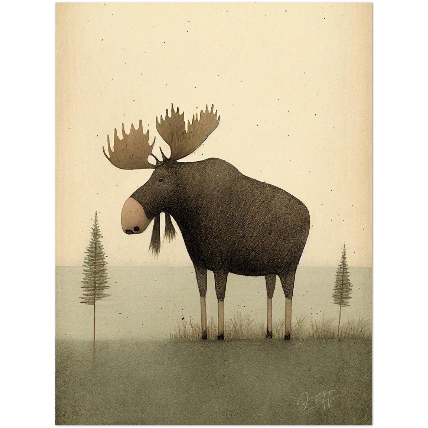 »Moose Pause and Get Lost In Thought« retro poster