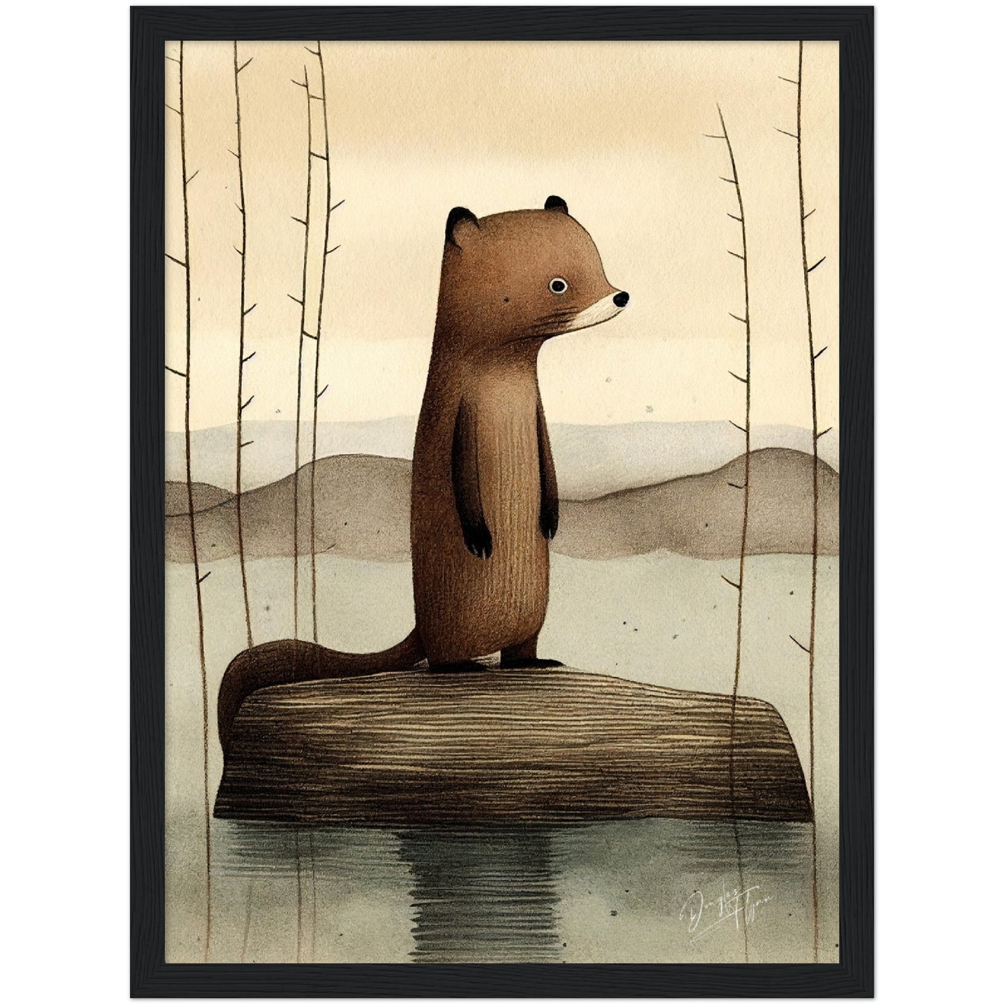 »Beaver Chew And Contemplate« retro poster
