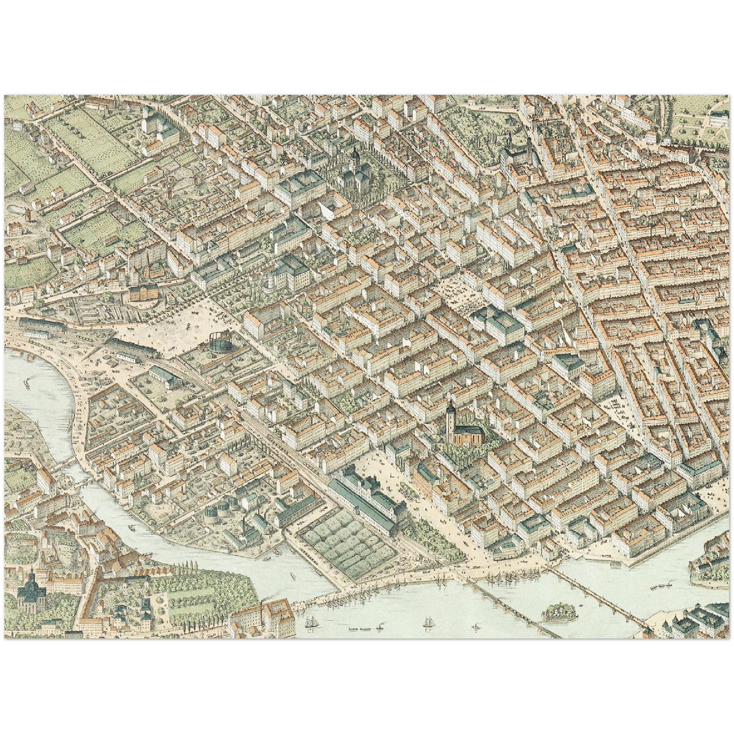 Stockholmspanorama 1870-tal, historisk stockholmskarta