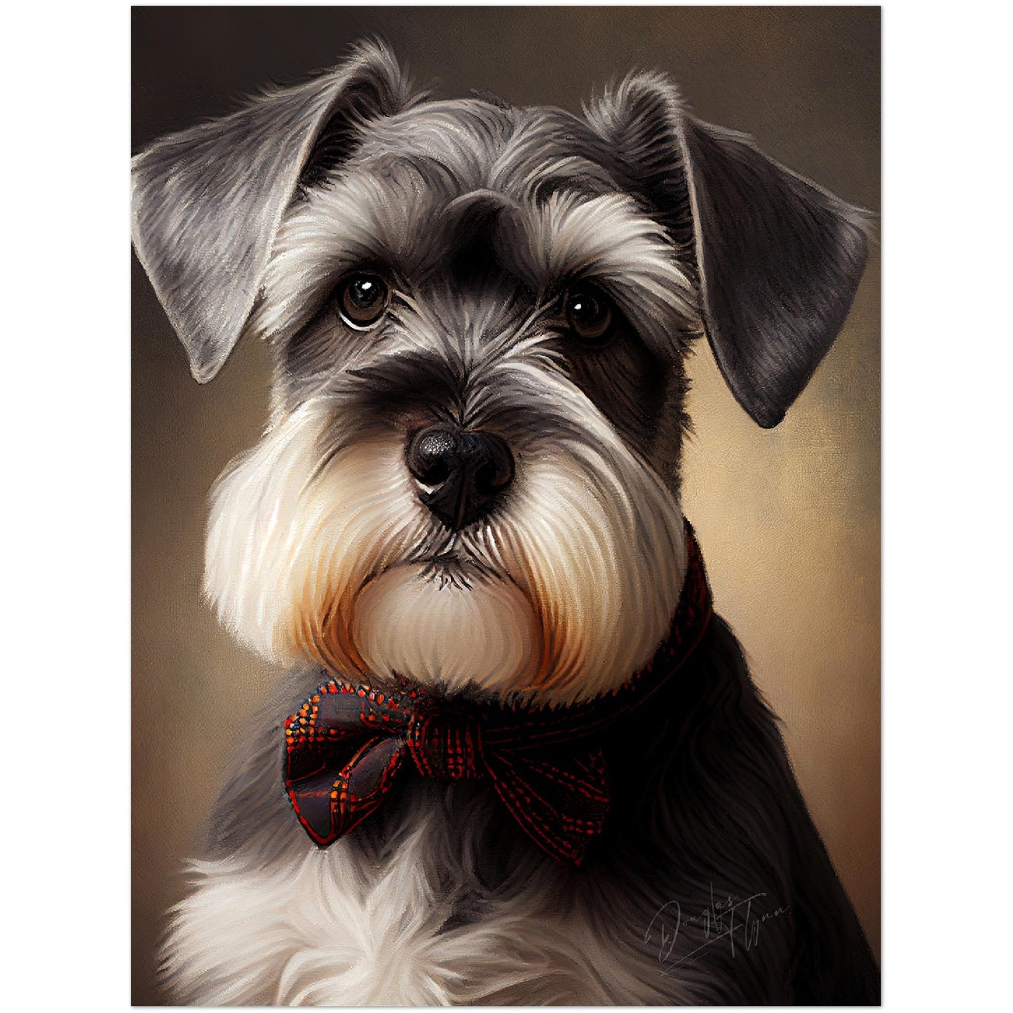 »Miniature Schnauzer med rosett«