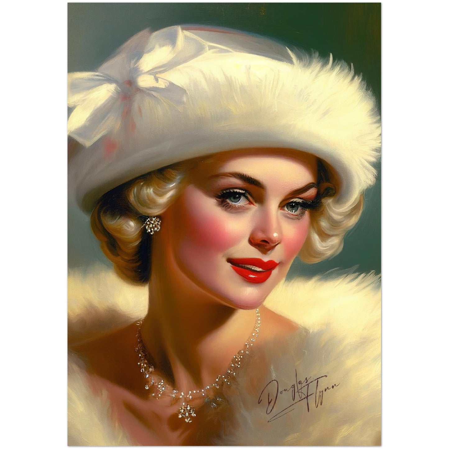 »Whispers of Love in a Chic Hat« retro poster