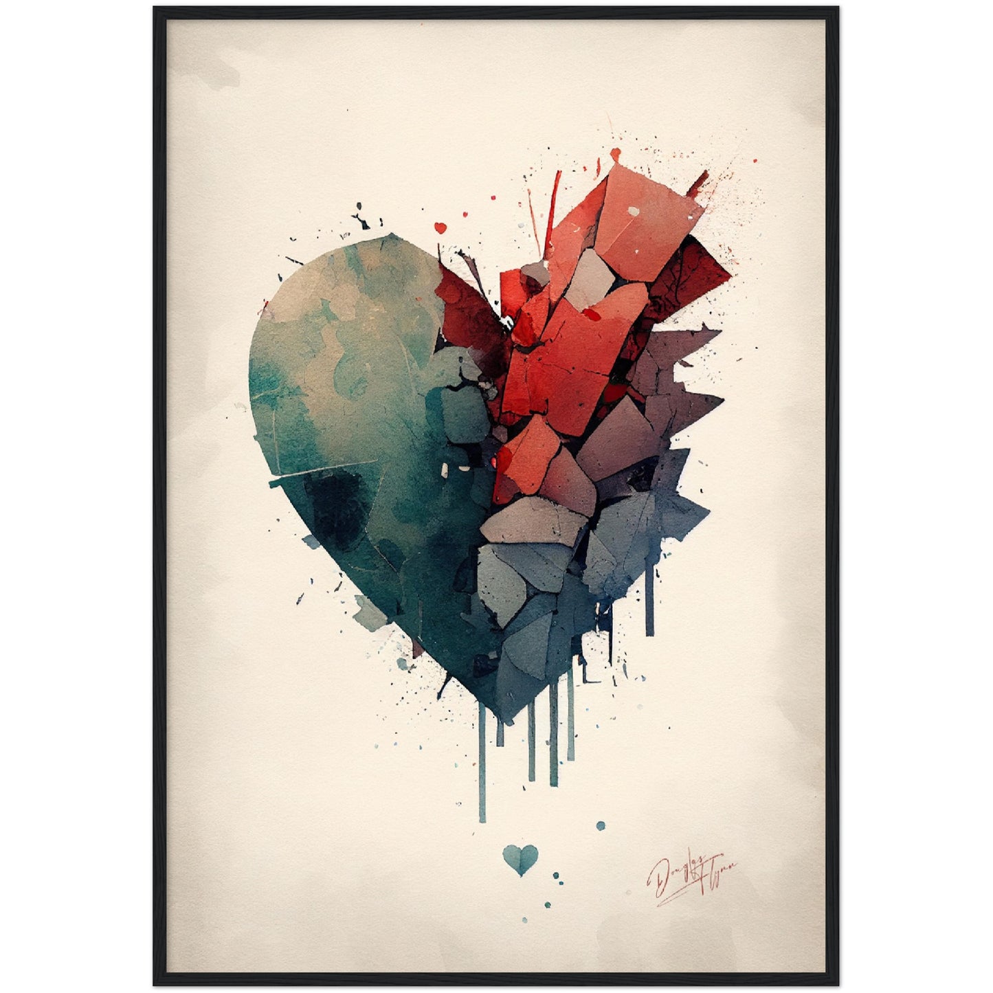 »Broken Heart, Dreams in Water and Pigment« retro poster