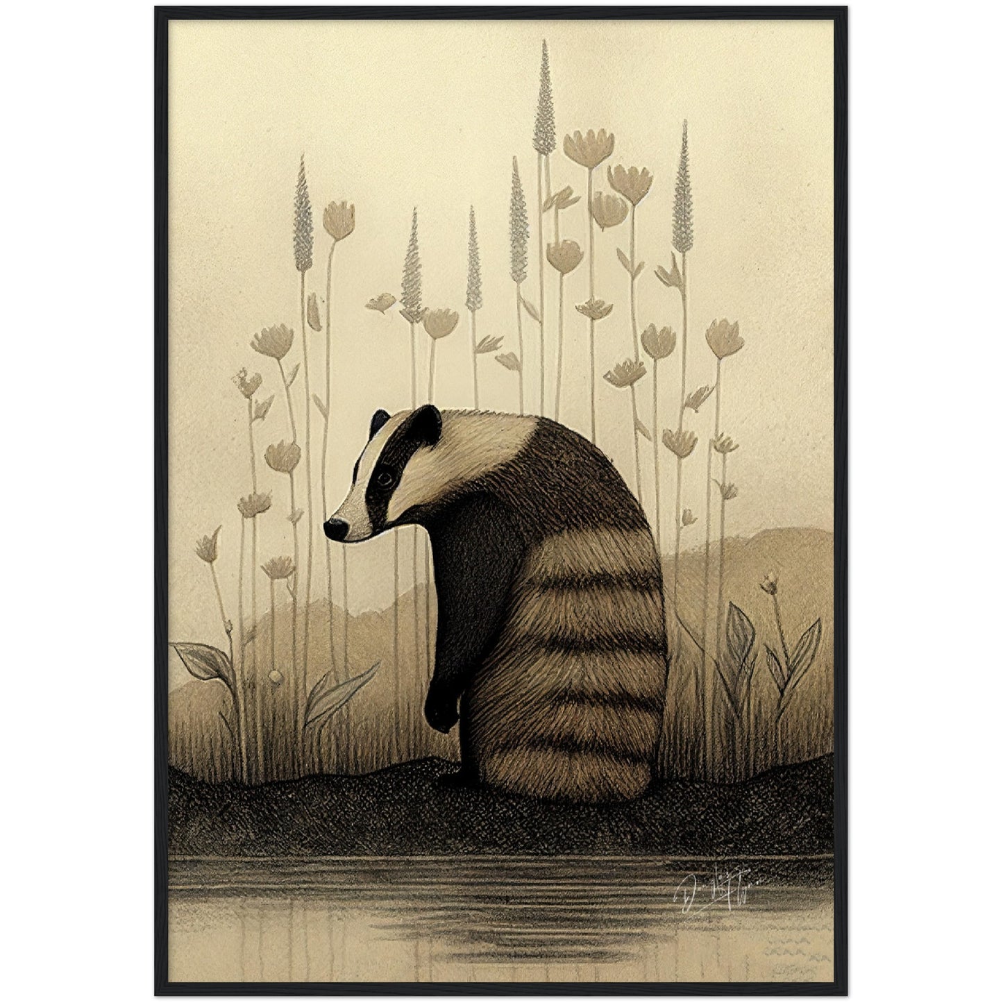 »Badger Nuzzle And Brood« retro poster