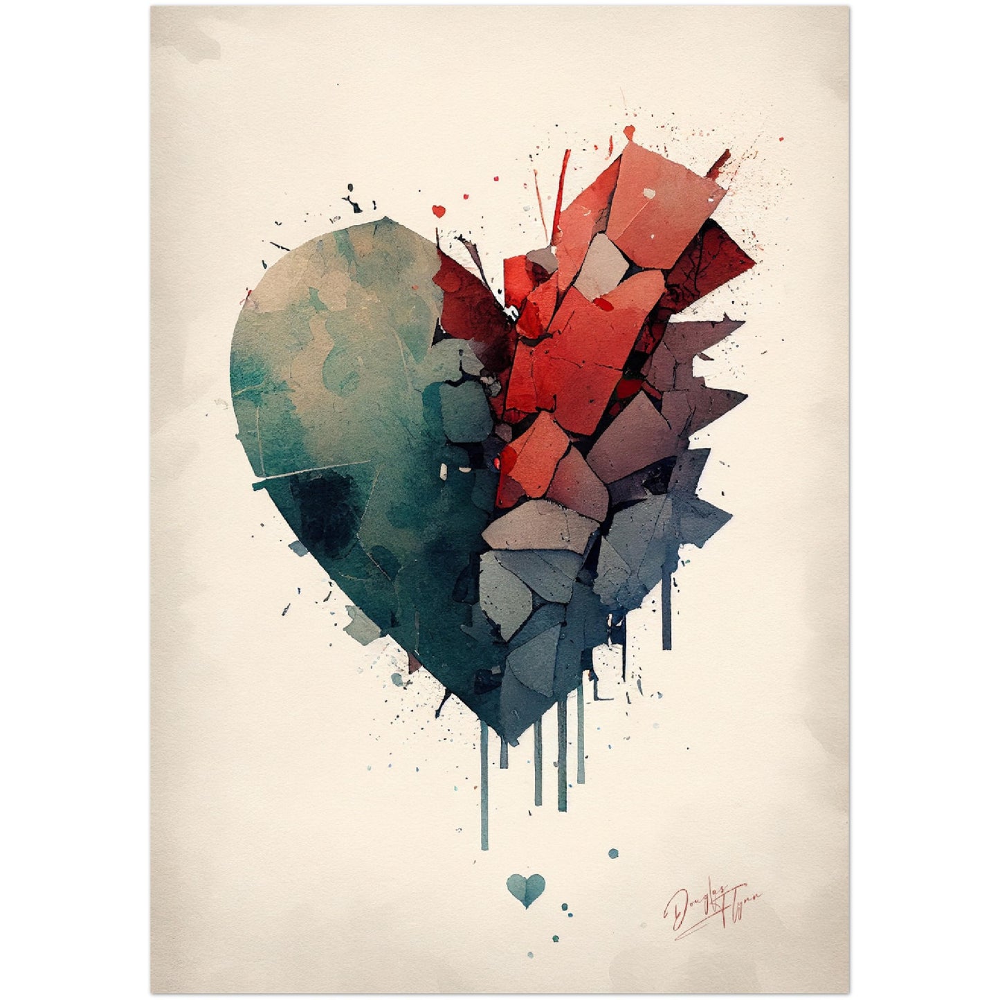»Broken Heart, Dreams in Water and Pigment« retro poster