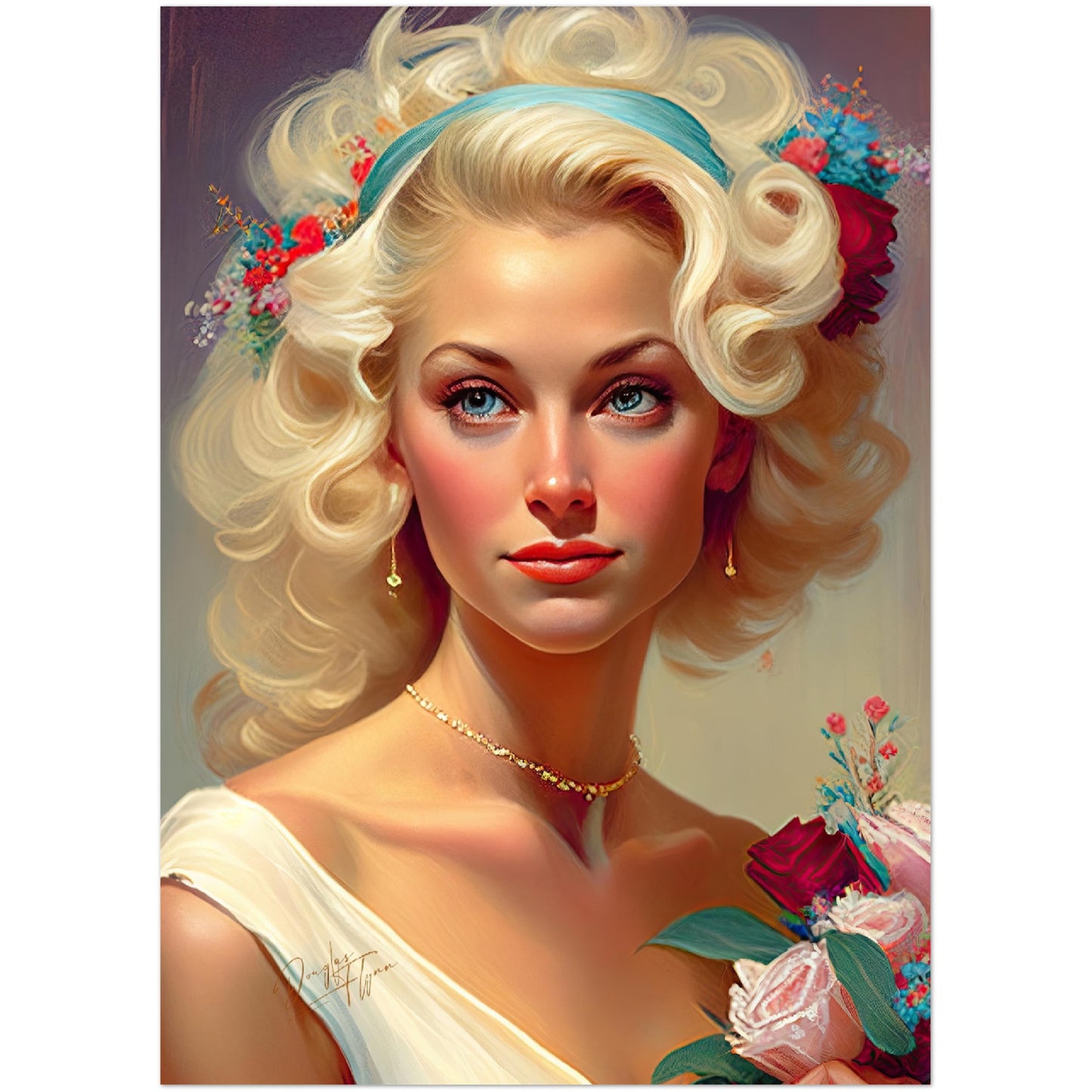 »White Lace Bridal Beauty« retro poster