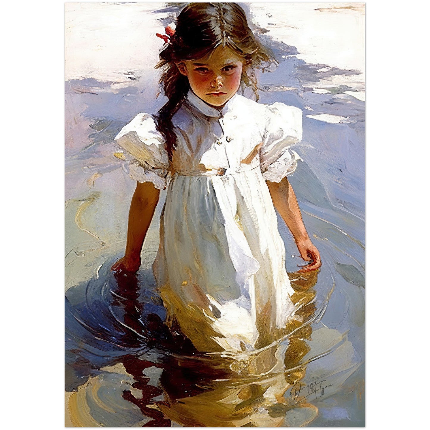»Lily wading« retro poster