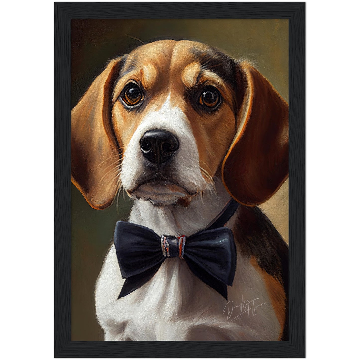 »Beagle med rosett 2« retro poster