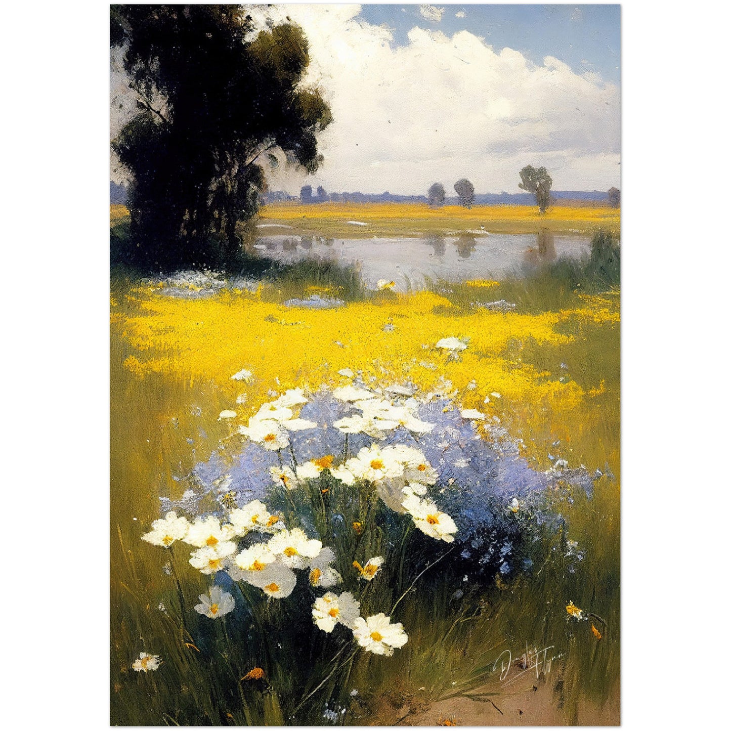 »Wildflowers And The Lake« retro poster