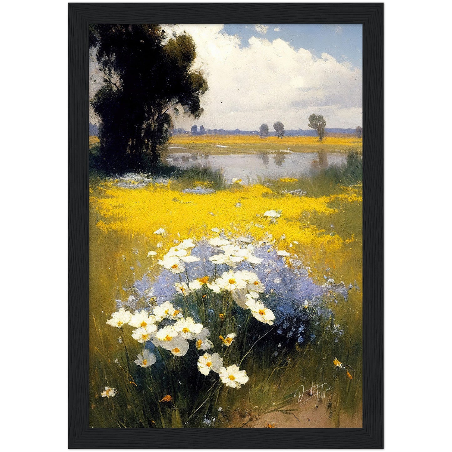 »Wildflowers And The Lake« retro poster