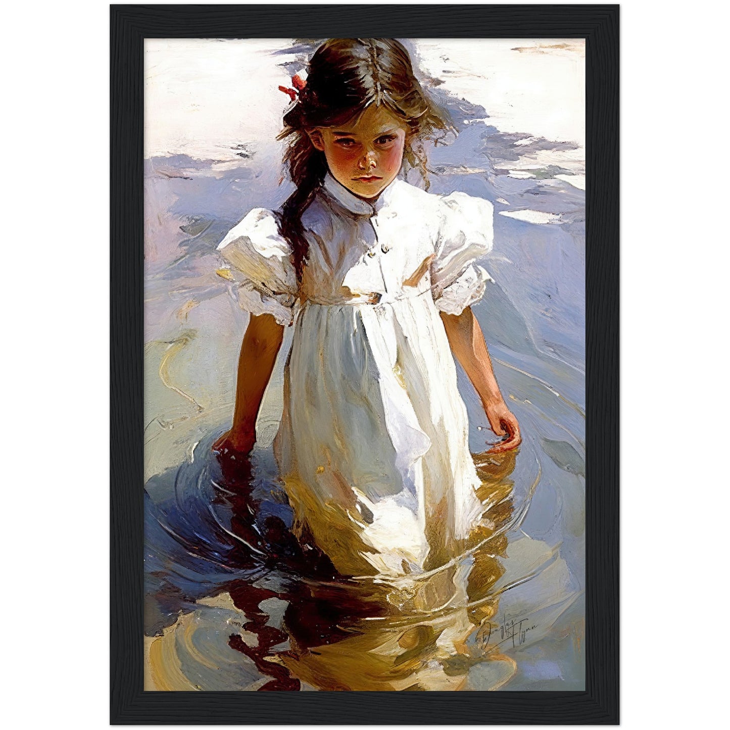 »Lily wading« retro poster