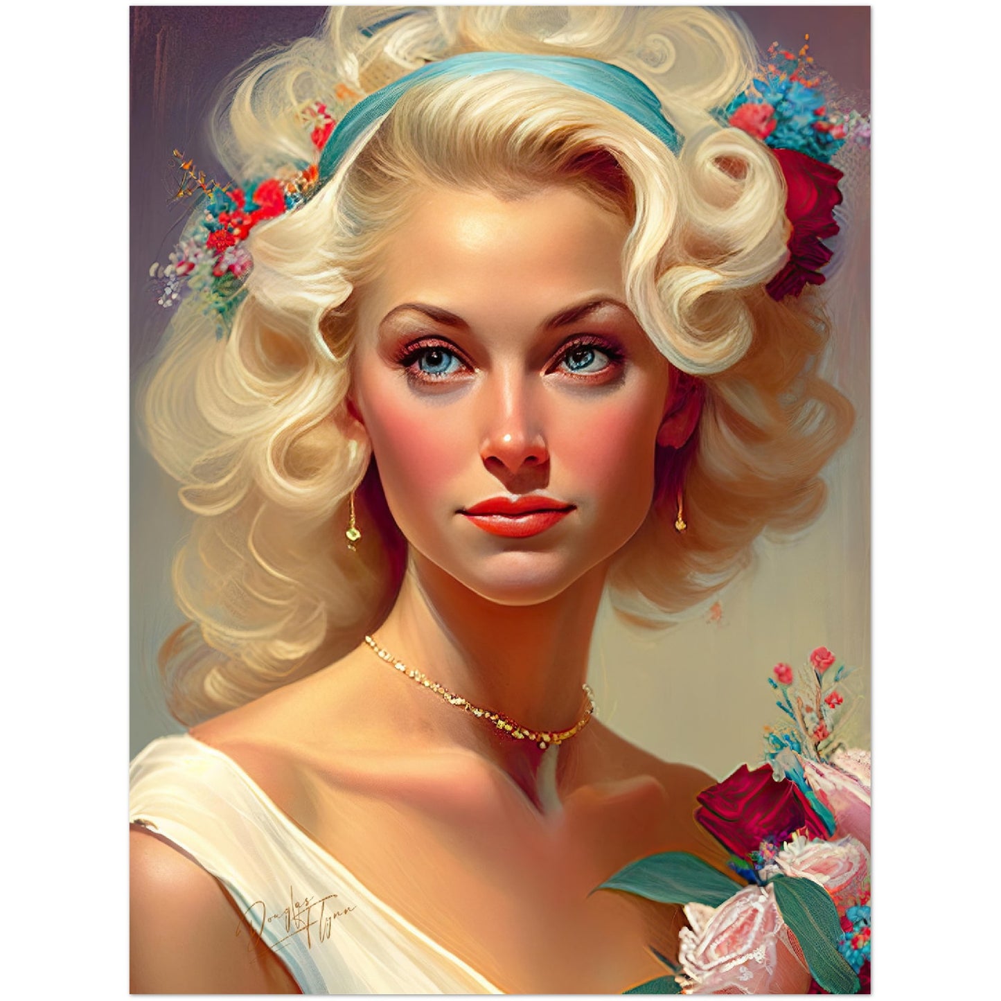 »White Lace Bridal Beauty« retro poster