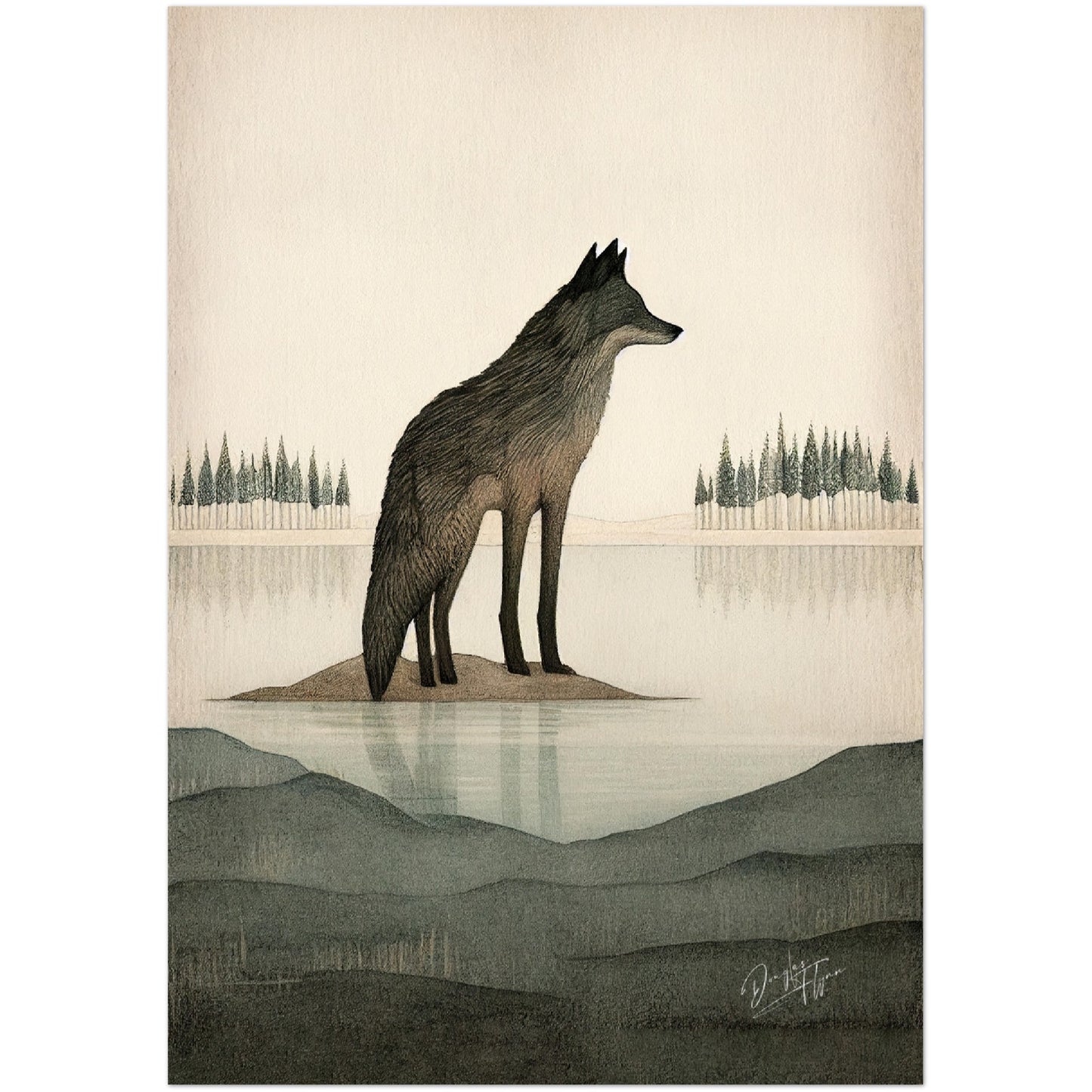 »Wolf Listen and Mull Things Over« retro poster