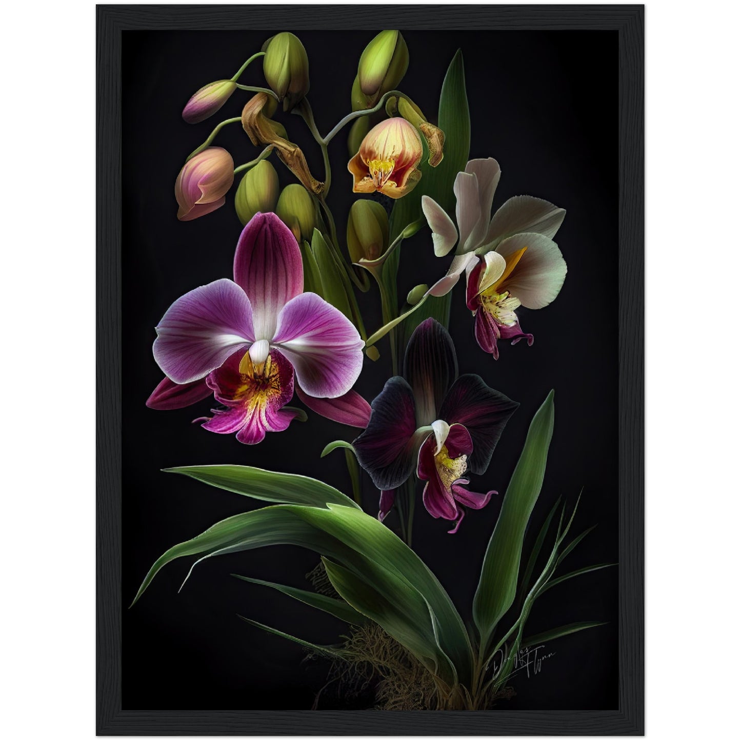 »Flowers in the Moonlight« retro poster