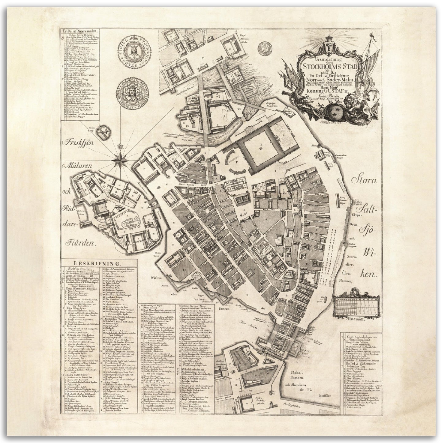 Gamla stan 1771, historisk stockholmskarta