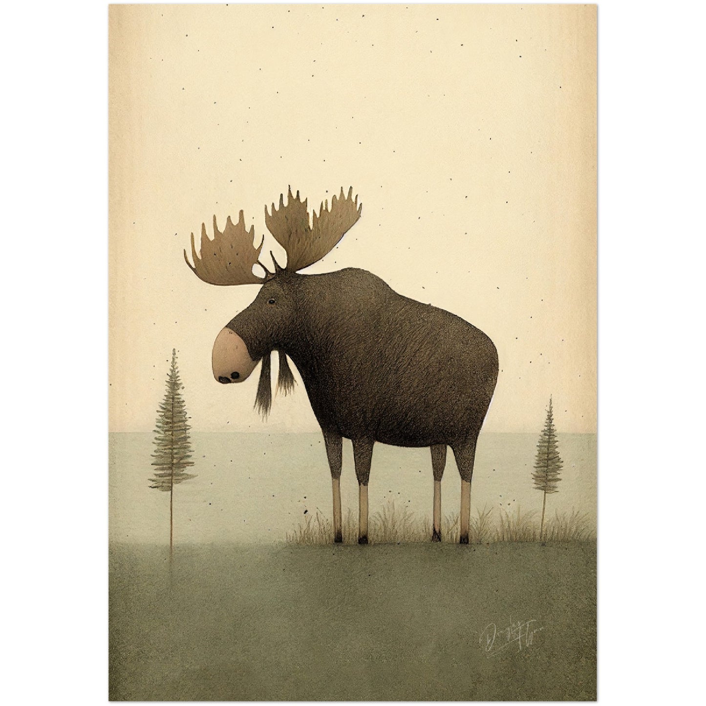 »Moose Pause and Get Lost In Thought« retro poster