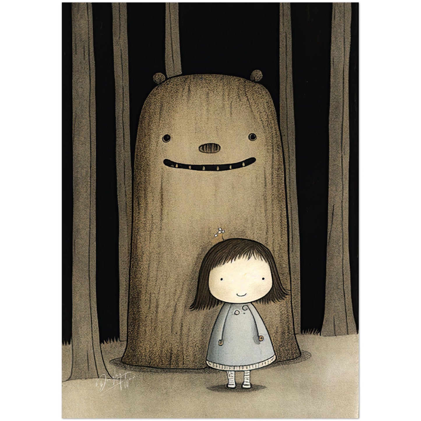 »Fussy Princess And Sulky Troll Playing In The Woods« retro poster