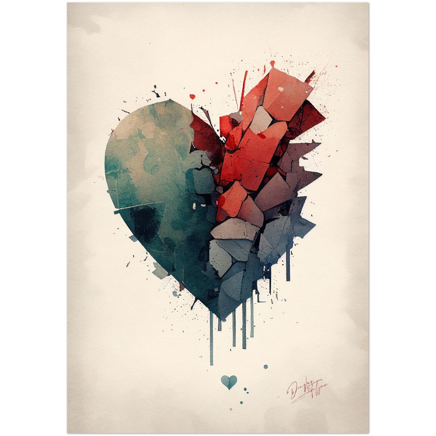 »Broken Heart, Dreams in Water and Pigment« retro poster