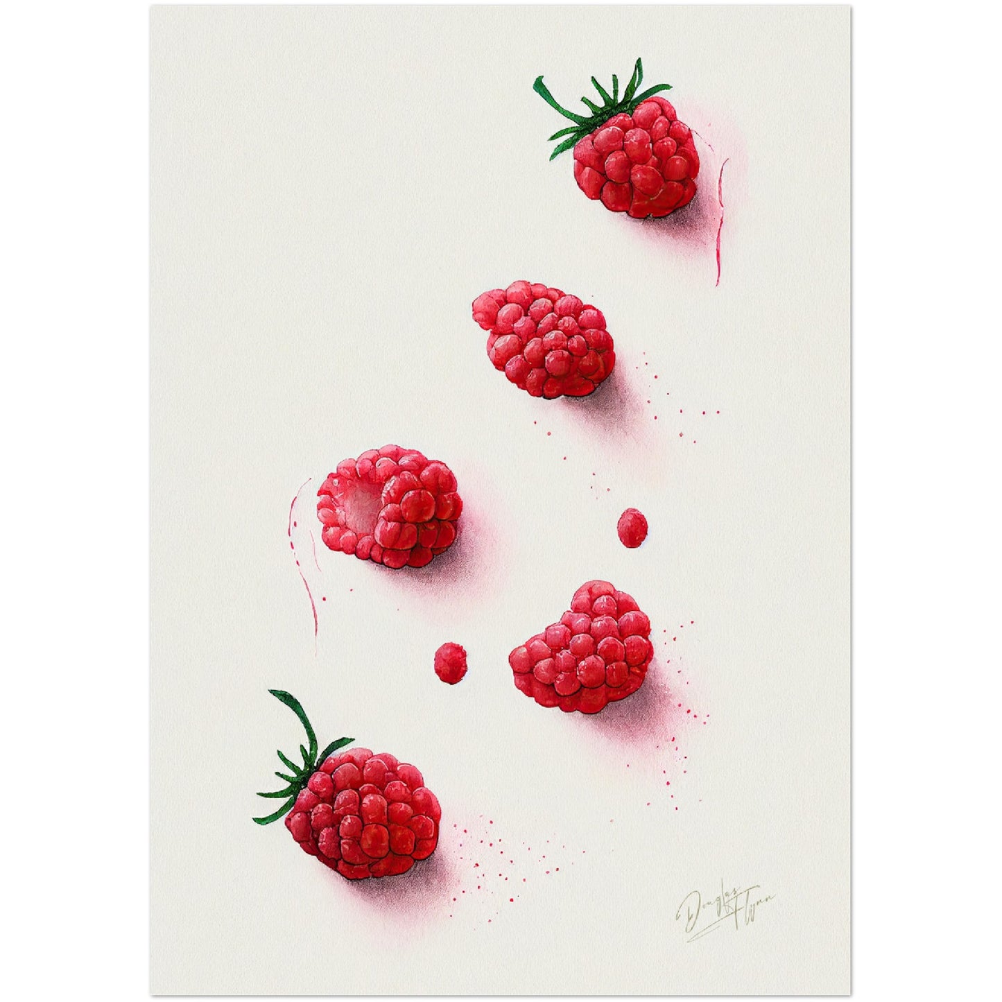 »Rasberries Watercolor Moods« retro poster