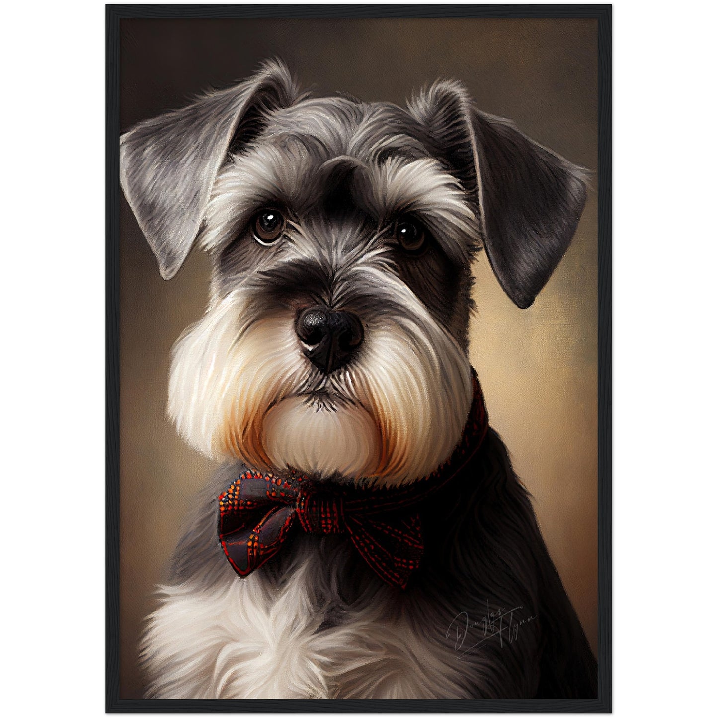 »Miniature Schnauzer med rosett«