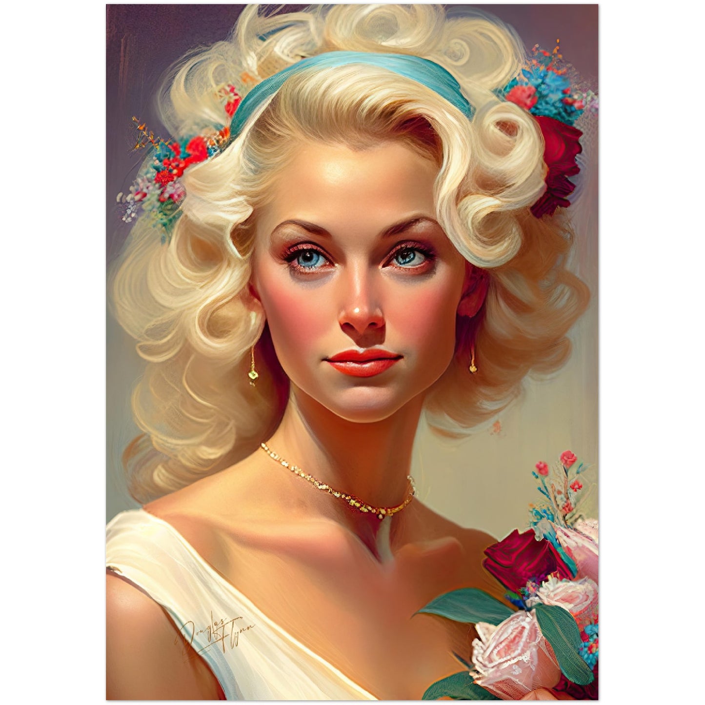 »White Lace Bridal Beauty« retro poster