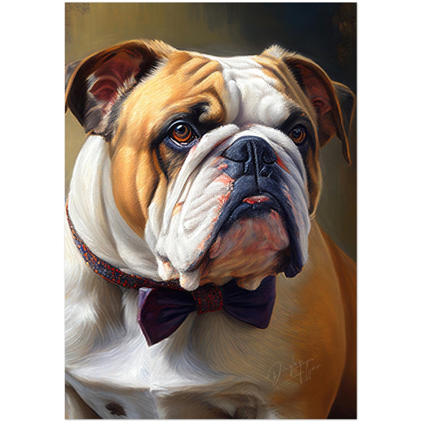 »English Bulldog med rosett«