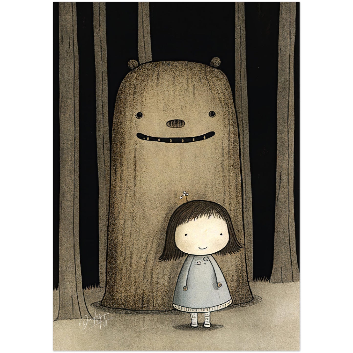 »Fussy Princess And Sulky Troll Playing In The Woods« retro poster