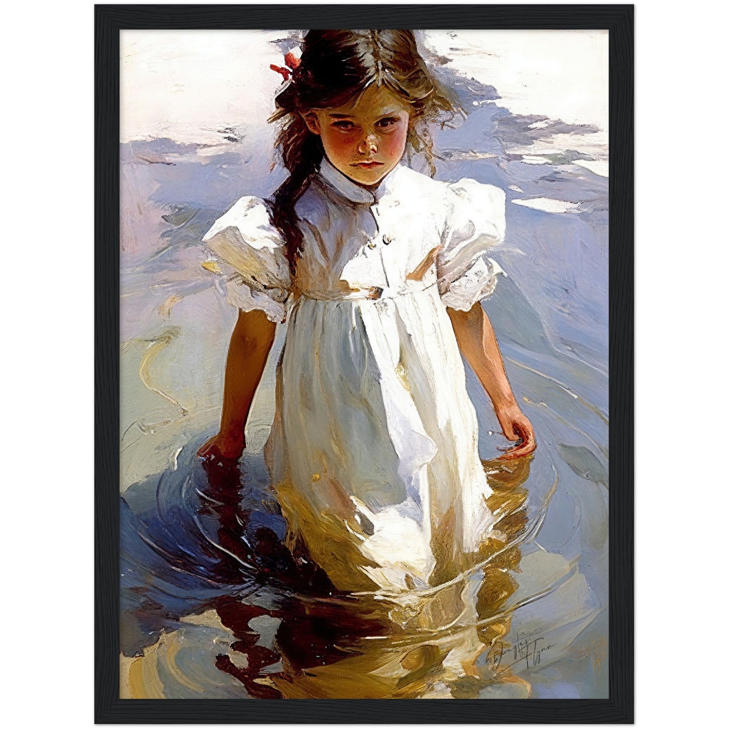 »Lily wading« retro poster