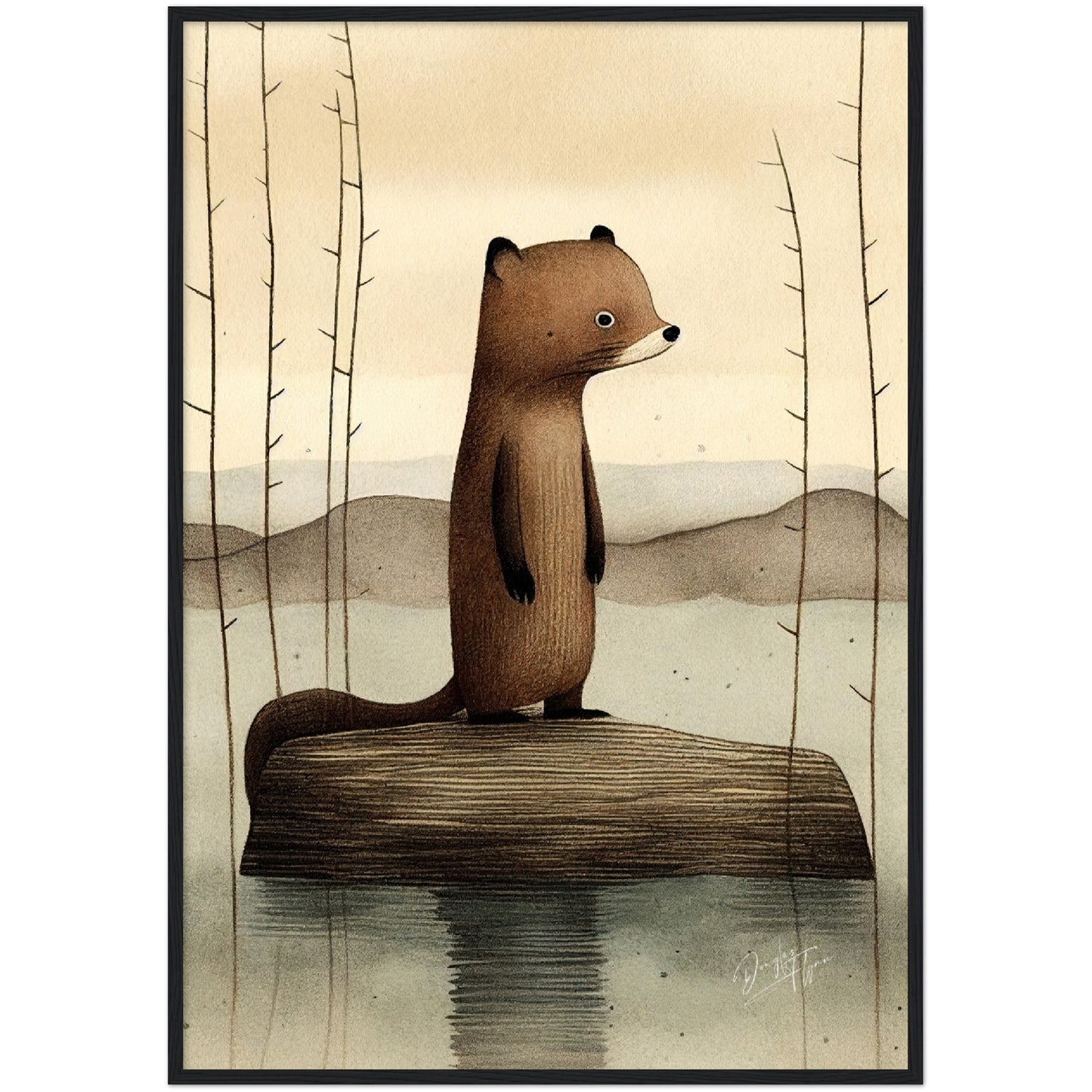 »Beaver Chew And Contemplate« retro poster