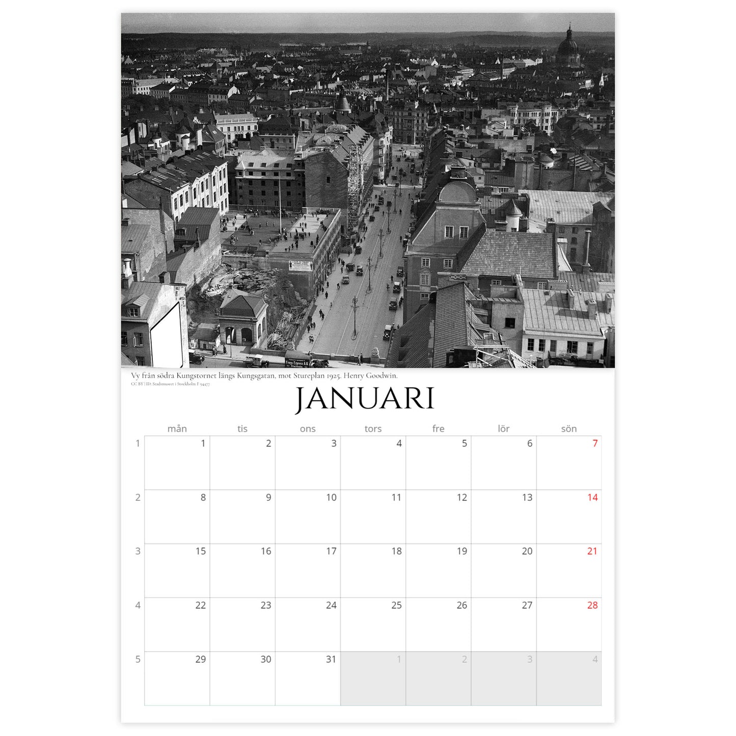 »Stockholmsnostalgi från ovan« Väggkalender 2024