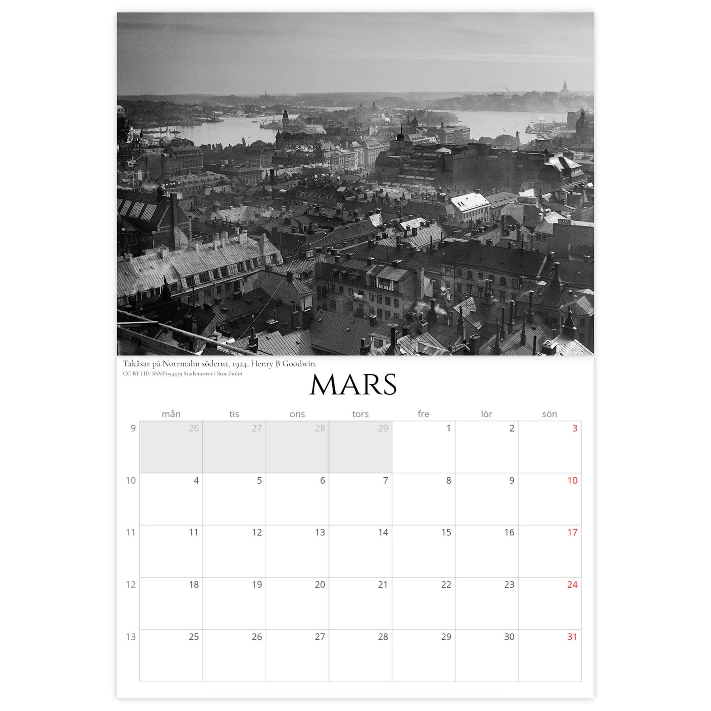 »Stockholmsnostalgi från ovan« Väggkalender 2024