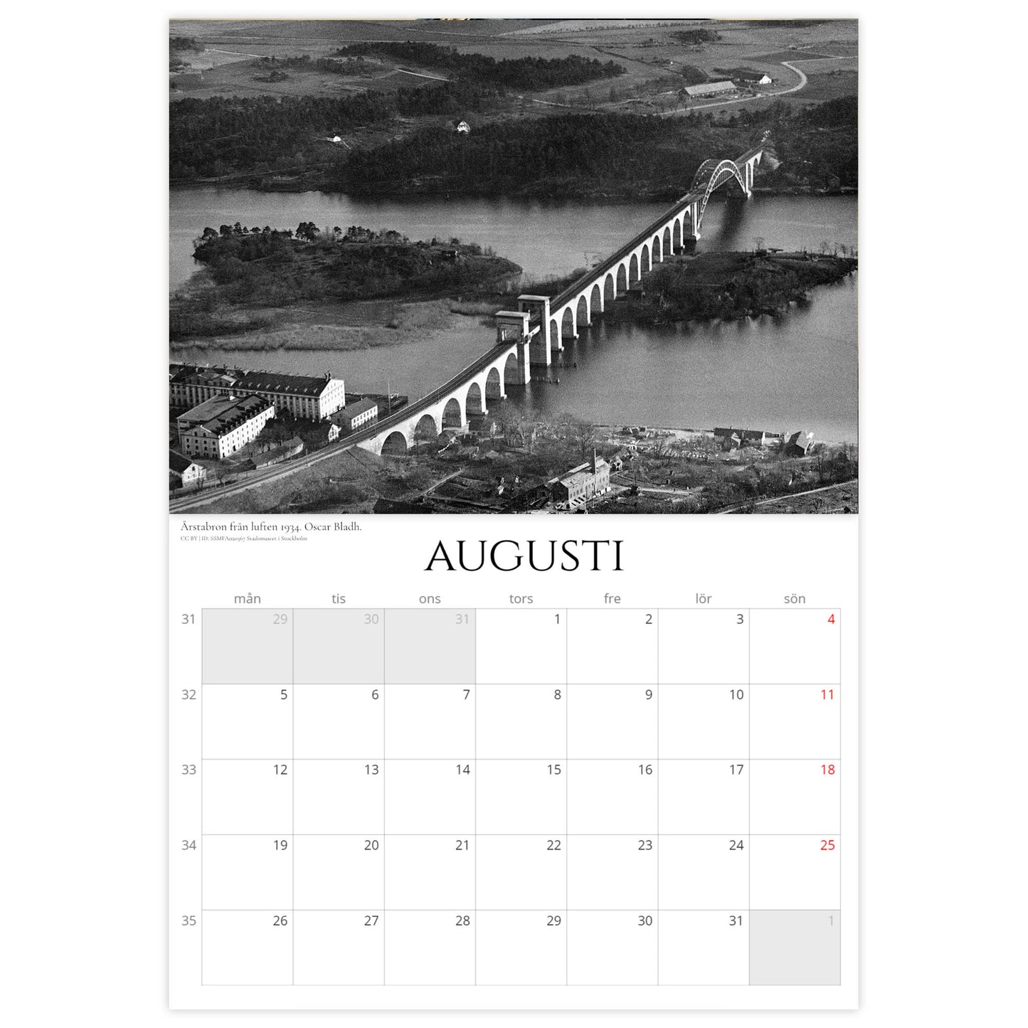 »Stockholmsnostalgi från ovan« Väggkalender 2024