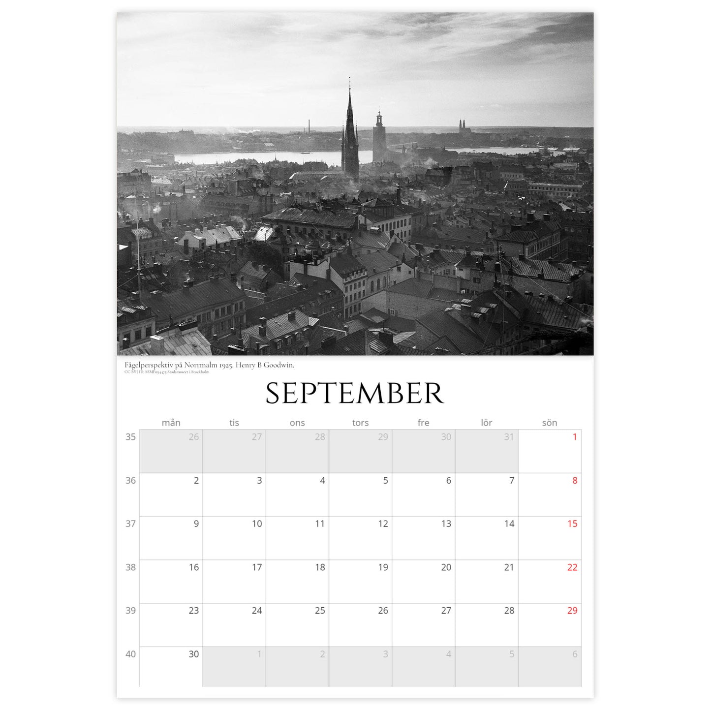 »Stockholmsnostalgi från ovan« Väggkalender 2024