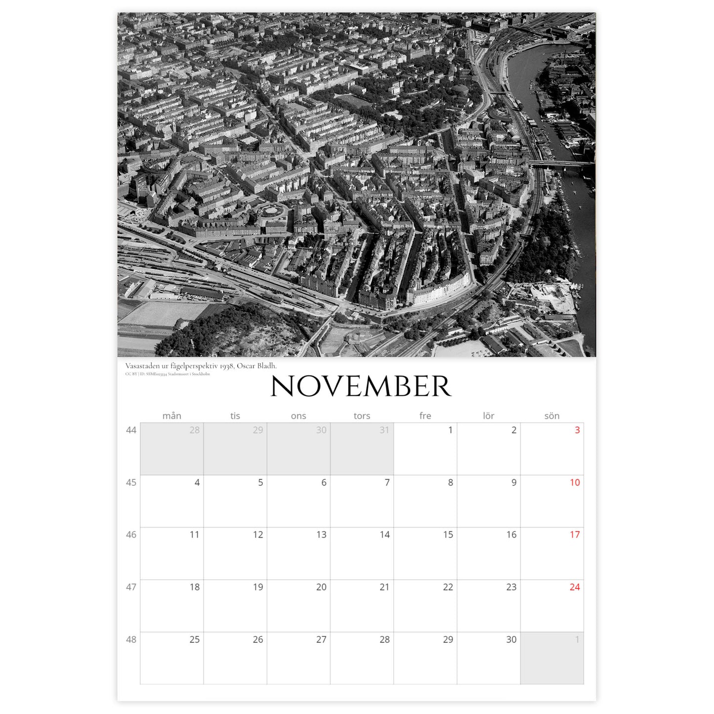»Stockholmsnostalgi från ovan« Väggkalender 2024