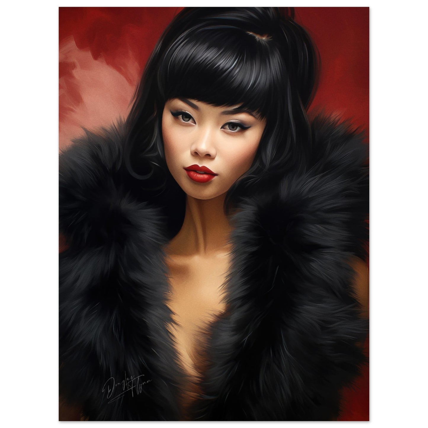 »Elegant Lady with Black Fur 4«
