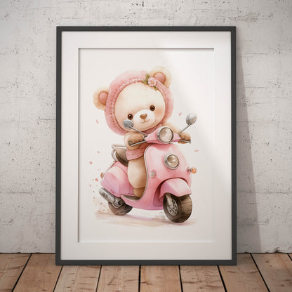 »Teddy On a Vespa« barnposter